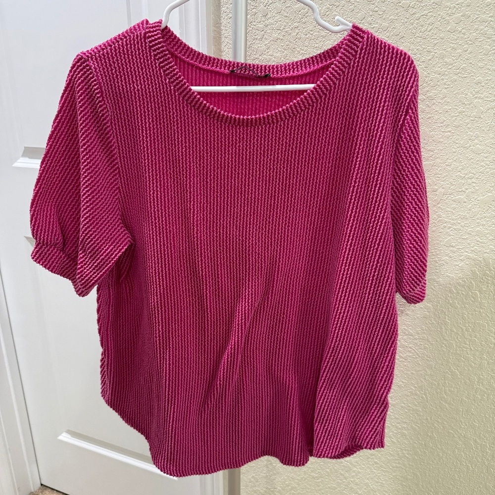 Fuchsia Corded Short sleeve top
